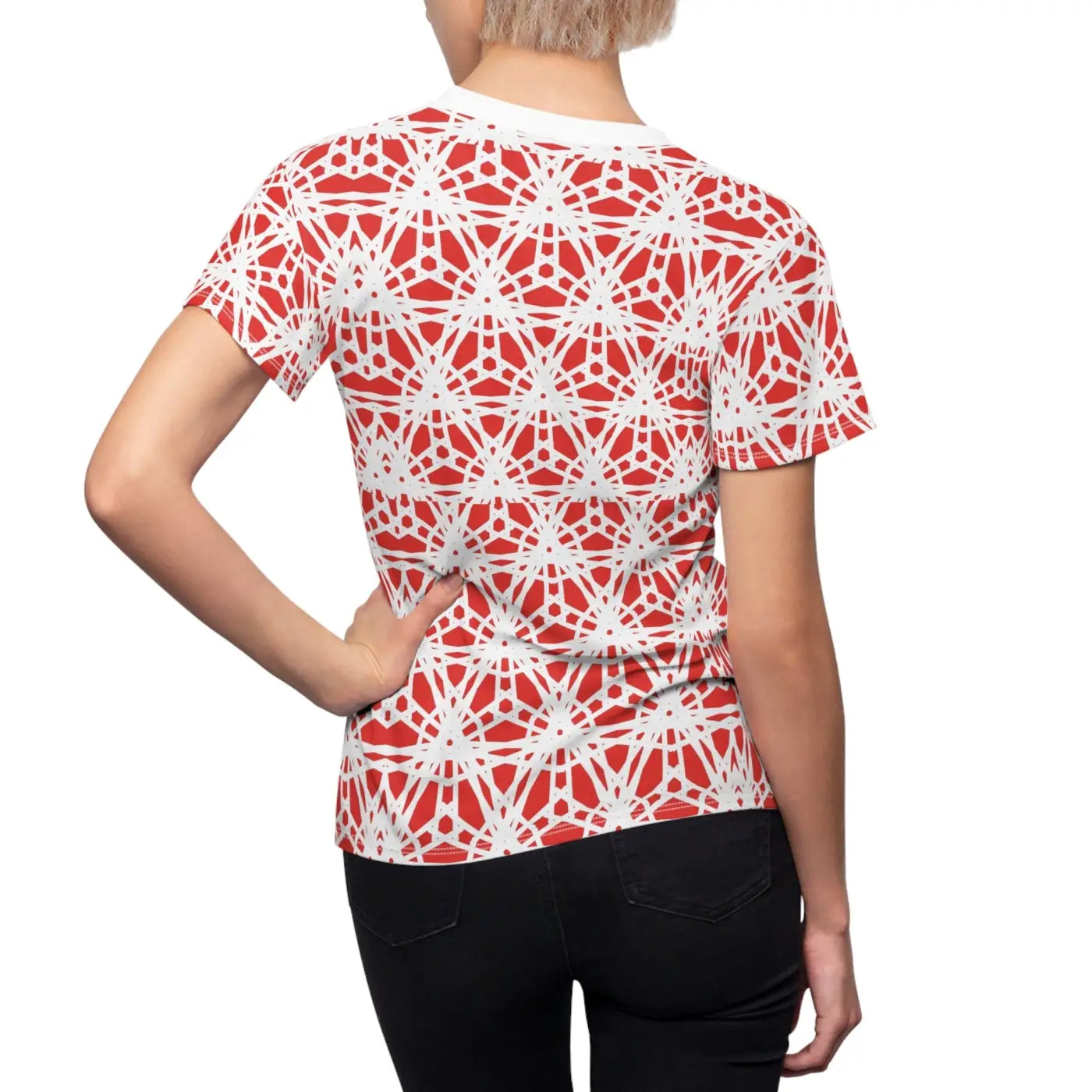 Abstract Red Pattern Tee - Polyester Comfort Fit - DipaliZ