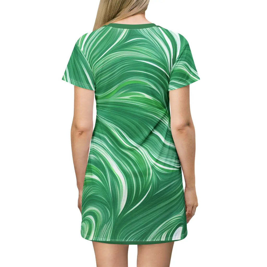 Shirt Dress - Abstract Wavy Pattern Print - DipaliZ
