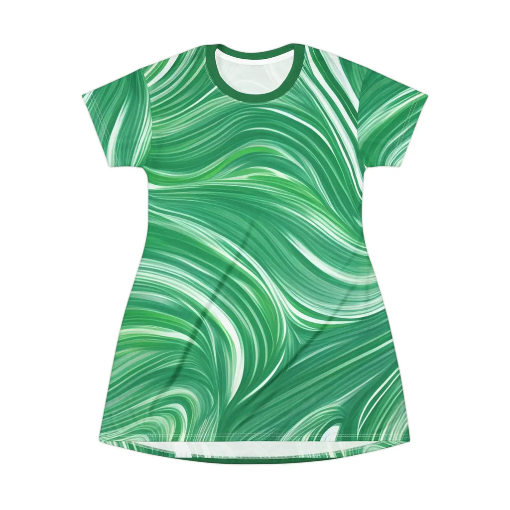 Shirt Dress - Abstract Wavy Pattern Print - DipaliZ