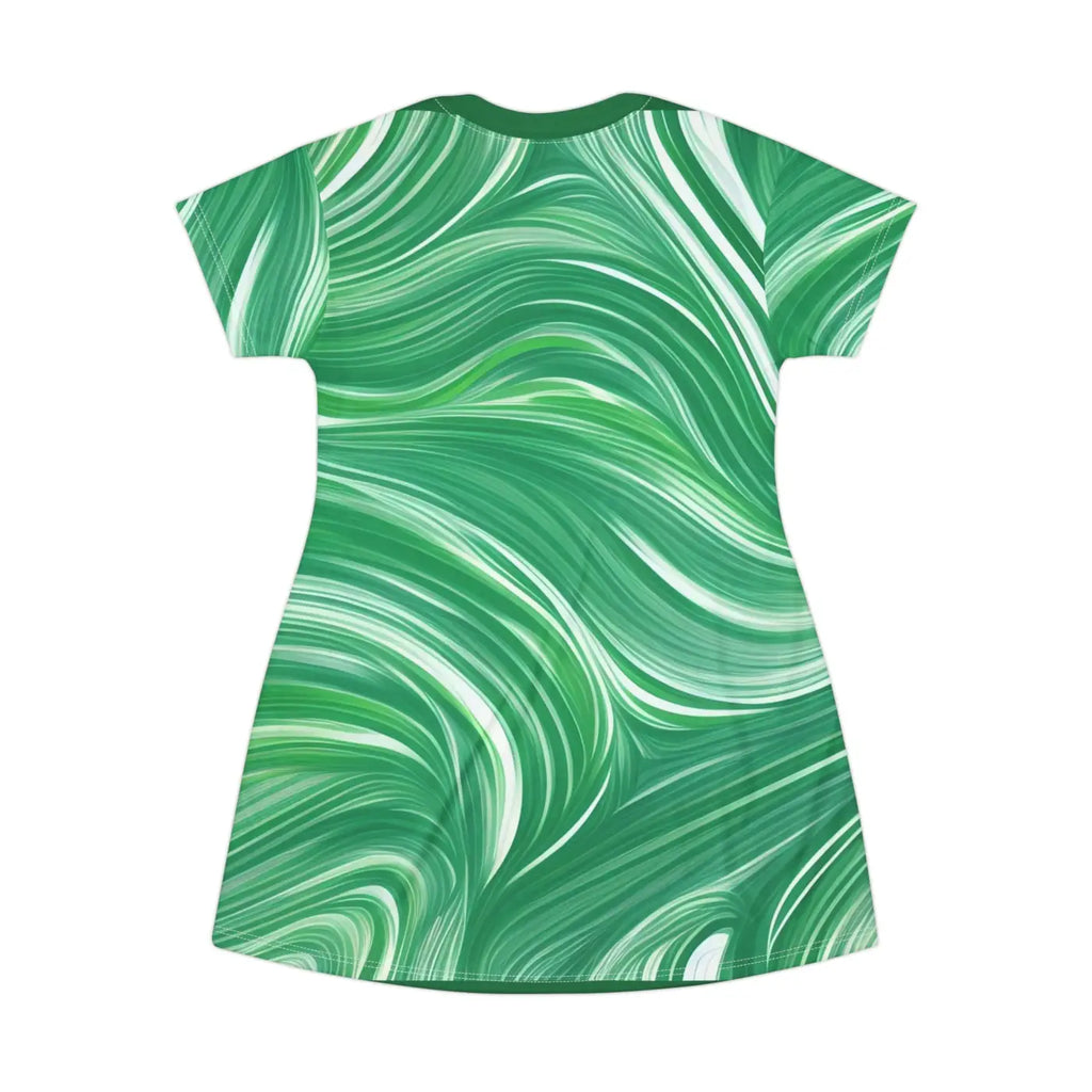 Shirt Dress - Abstract Wavy Pattern Print - DipaliZ