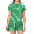 Shirt Dress - Abstract Wavy Pattern Print - DipaliZ