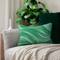 Wavy Pattern Polyester Lumbar Pillow - Green Spun Polyester - DipaliZ