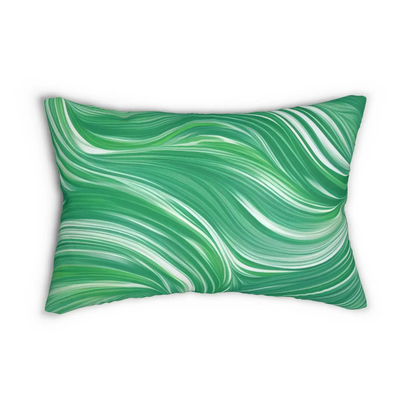 Wavy Pattern Polyester Lumbar Pillow - Green Spun Polyester - DipaliZ