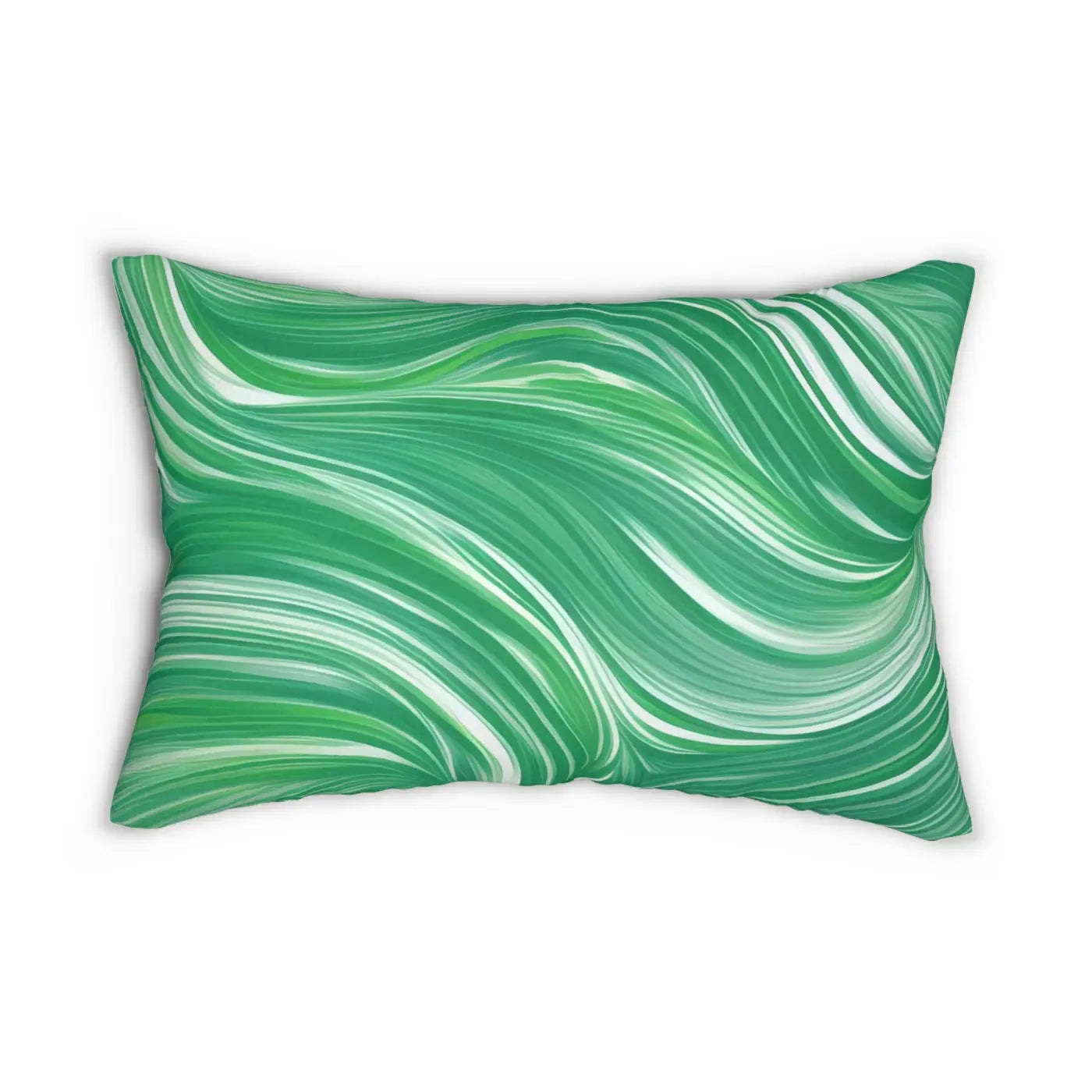 Wavy Pattern Polyester Lumbar Pillow - Green Spun Polyester - DipaliZ