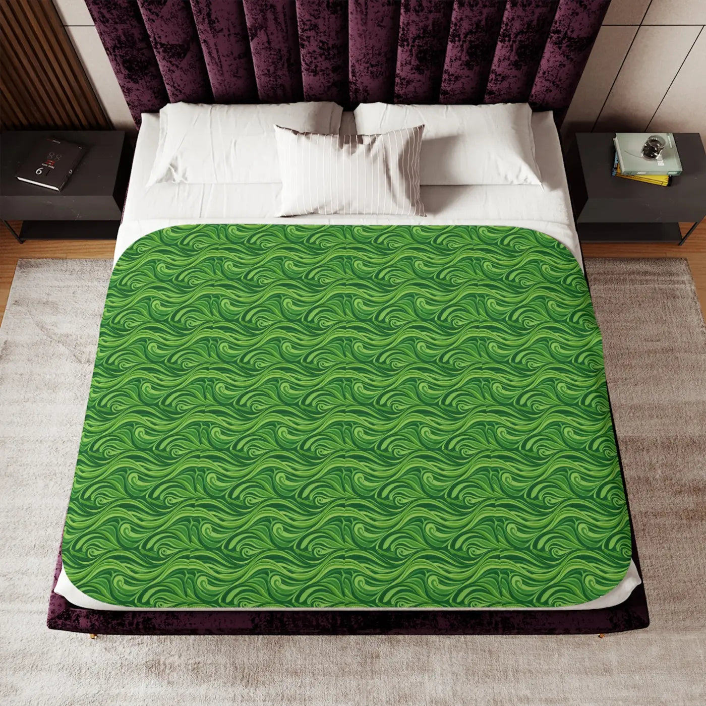 Sherpa Blanket - Abstract Wavy Pattern Cozy Design - DipaliZ