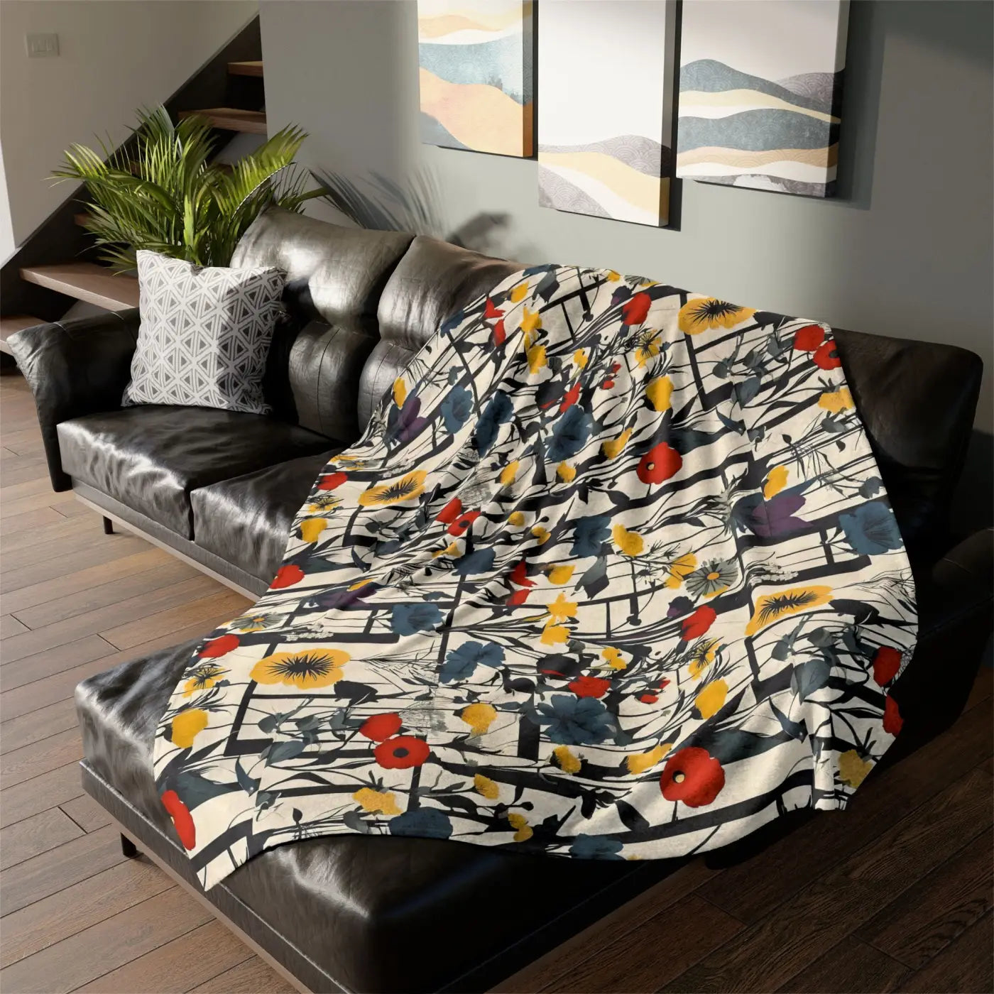 Soft Polyester Blanket - Abstract Wildflowers Pattern - DipaliZ