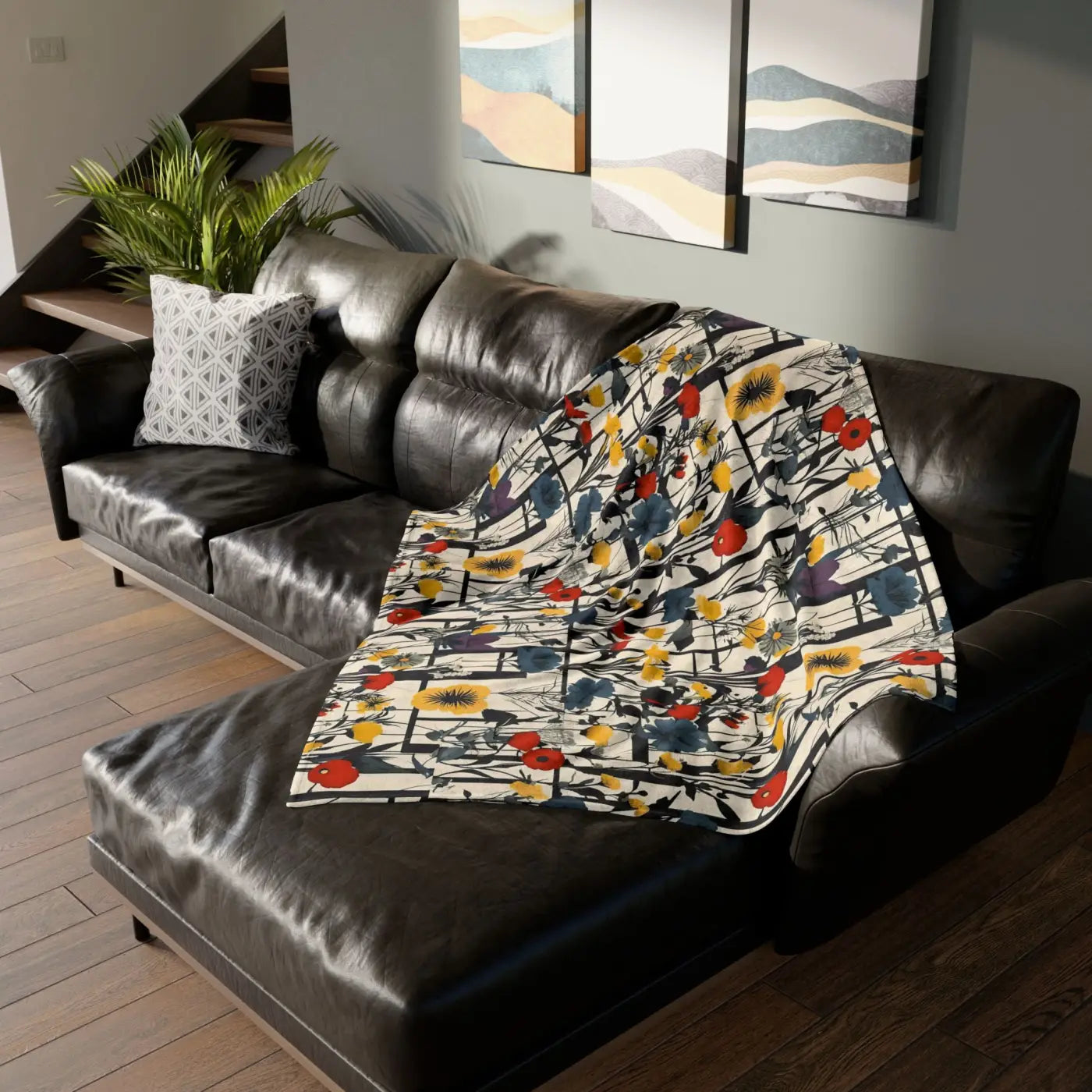 Soft Polyester Blanket - Abstract Wildflowers Pattern - DipaliZ