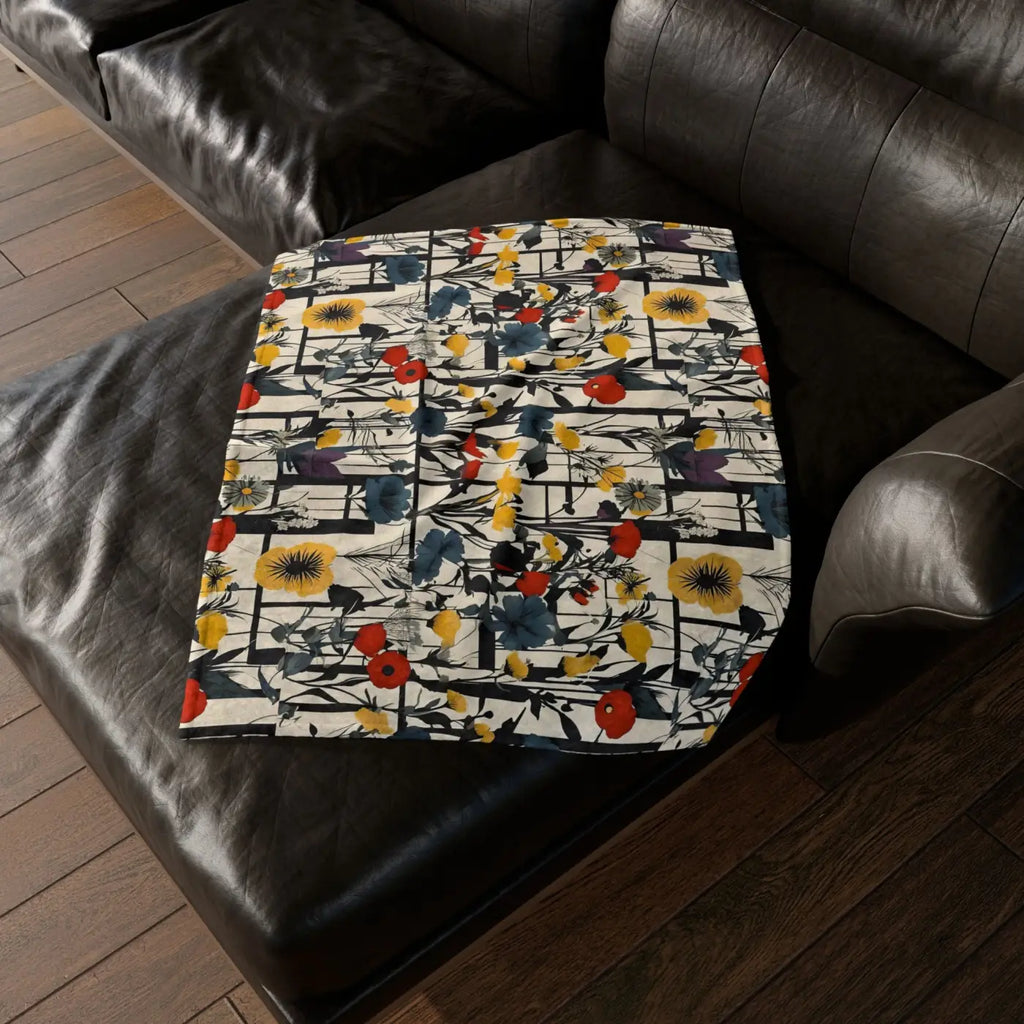 Soft Polyester Blanket - Abstract Wildflowers Pattern - DipaliZ