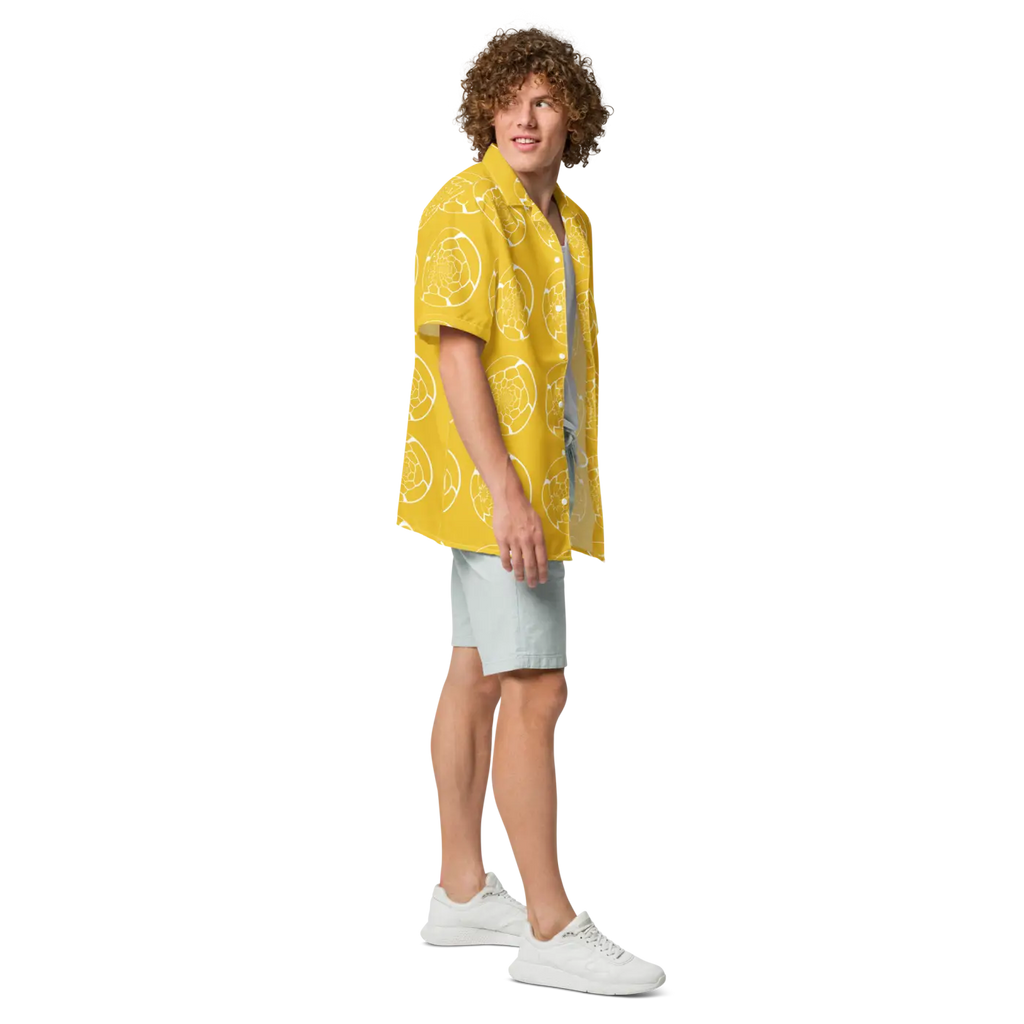 Abstract Yellow Unisex Button Shirt - Bold Summer Style - DipaliZ