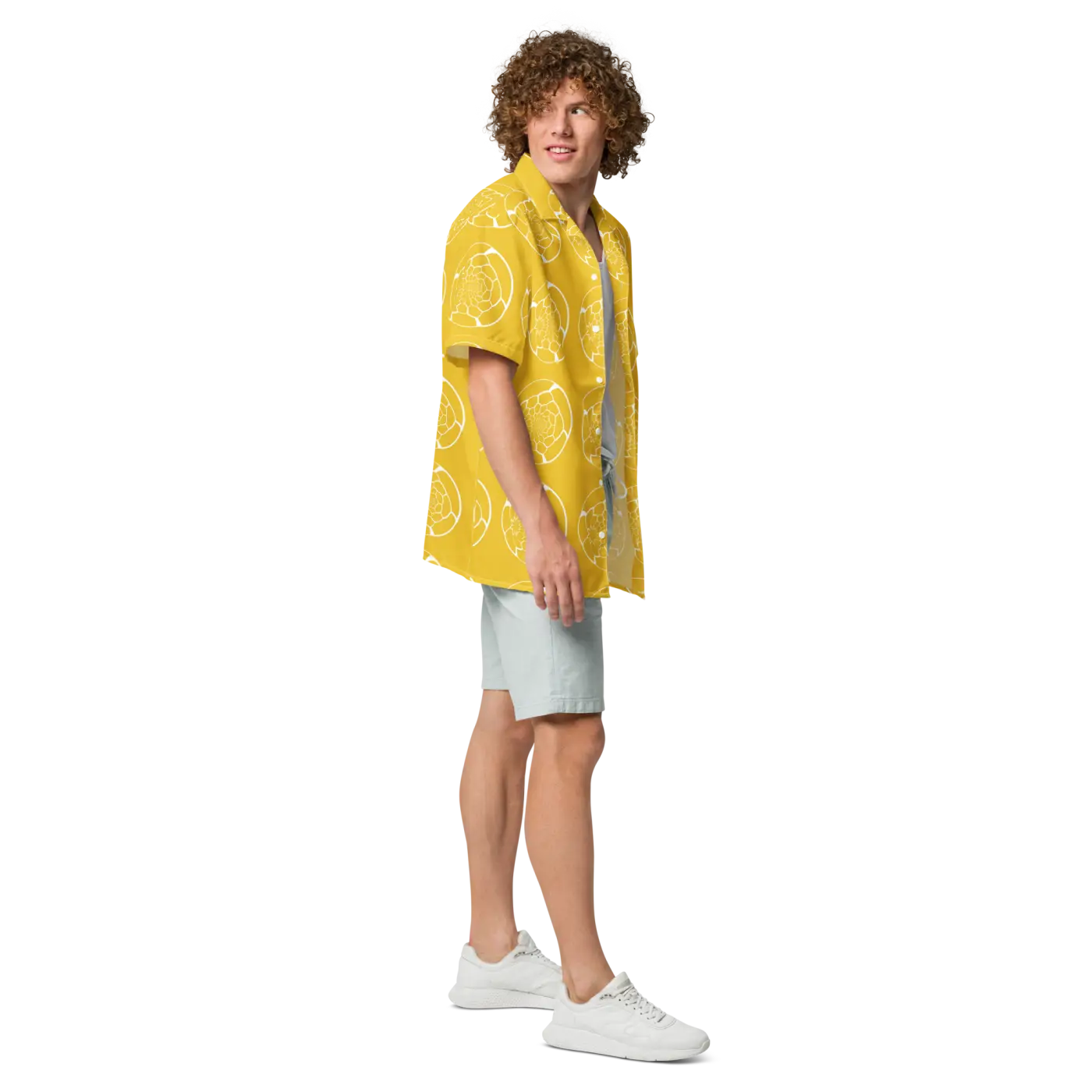Abstract Yellow Unisex Button Shirt - Bold Summer Style - DipaliZ