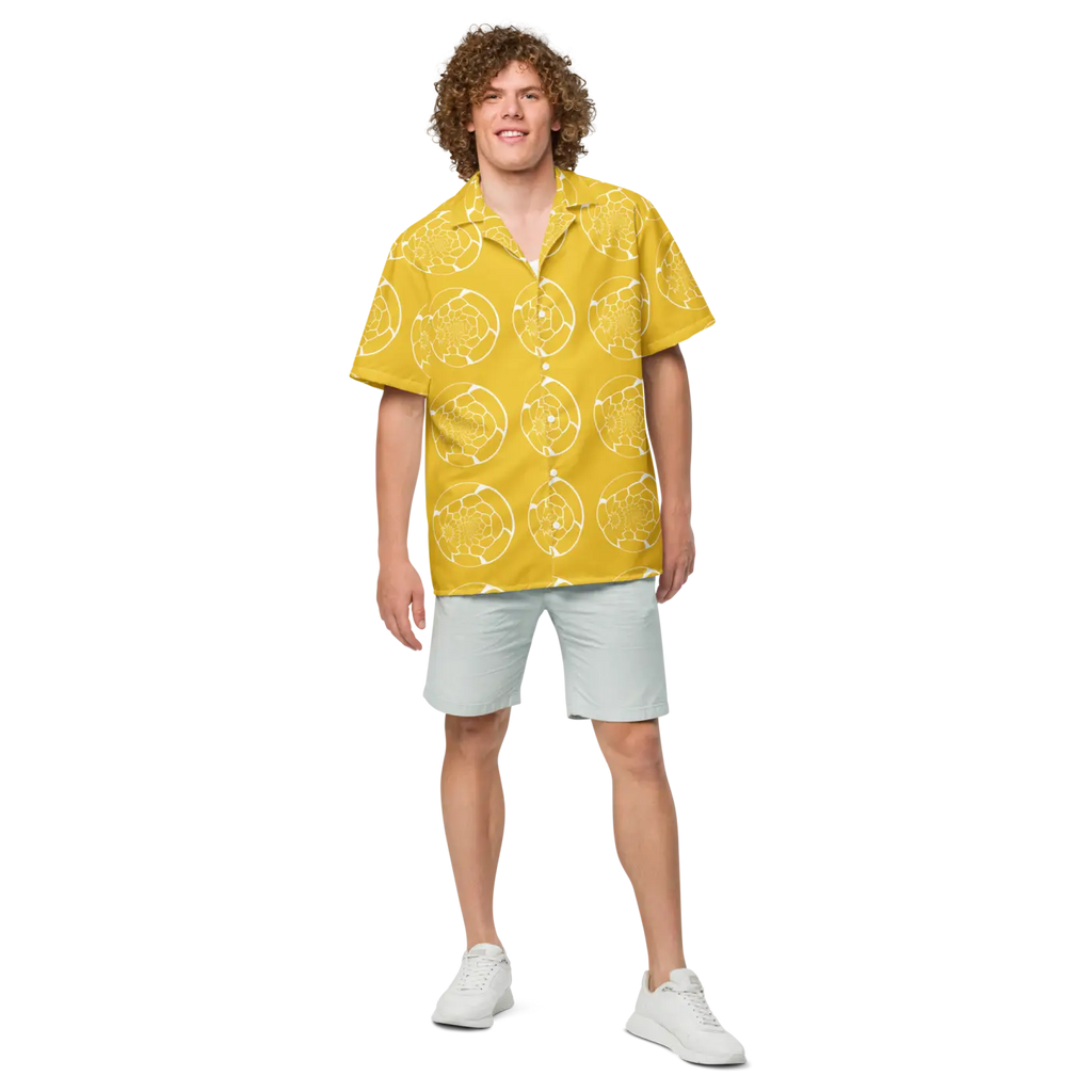Abstract Yellow Unisex Button Shirt - Bold Summer Style - DipaliZ