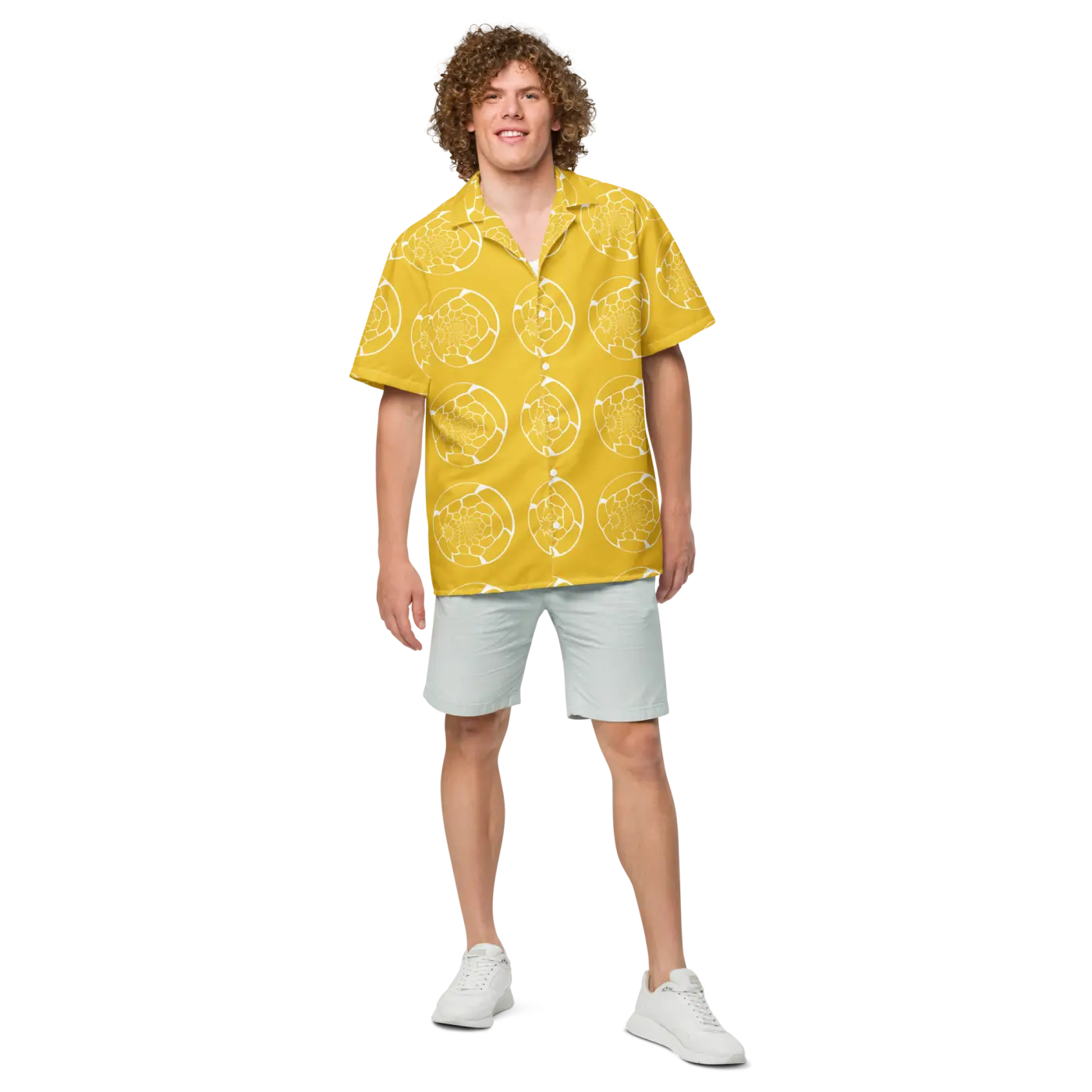 Abstract Yellow Unisex Button Shirt - Bold Summer Style - DipaliZ
