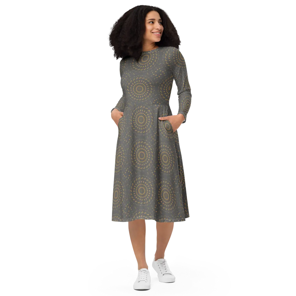 Long Sleeve Midi Dress - Timeless Elegance Style - DipaliZ