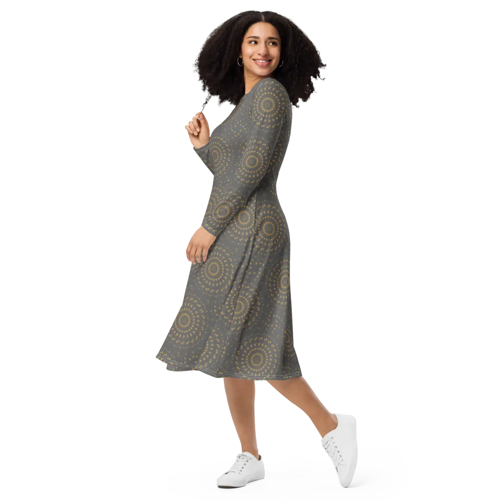 Long Sleeve Midi Dress - Timeless Elegance Style - DipaliZ