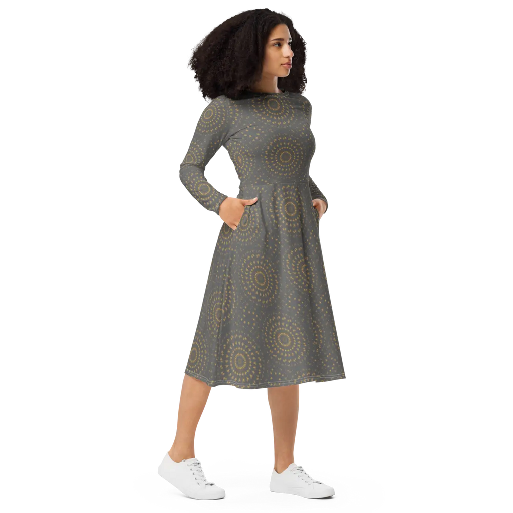 Long Sleeve Midi Dress - Timeless Elegance Style - DipaliZ