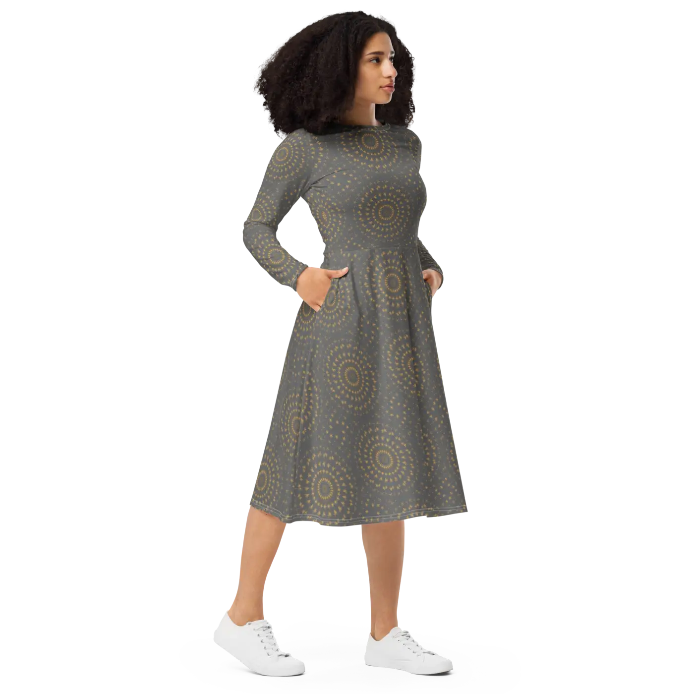 Long Sleeve Midi Dress - Timeless Elegance Style - DipaliZ
