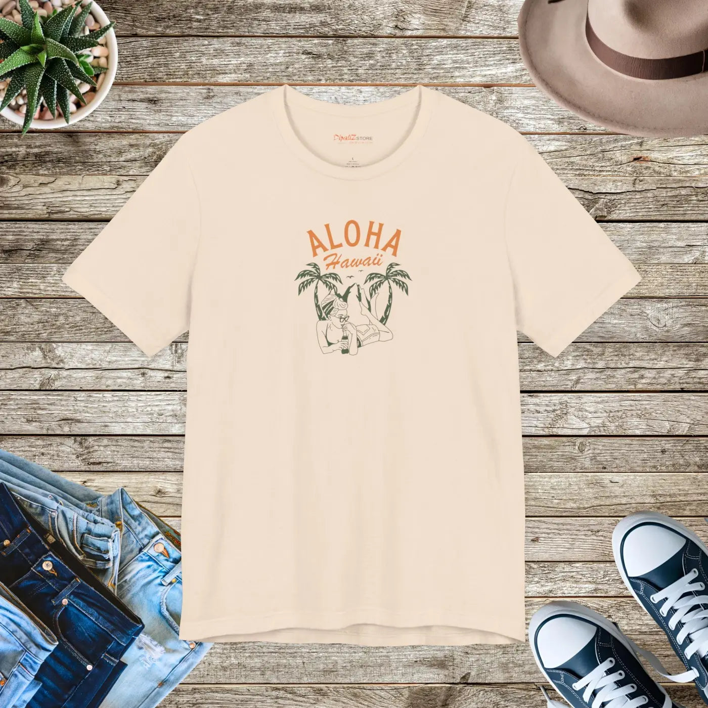 Unisex Jersey Short Sleeve Tee - Aloha Hawaii Print - DipaliZ