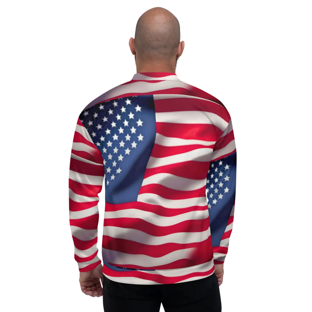 Unisex Bomber Jacket - American Flag Patriotic Style - DipaliZ