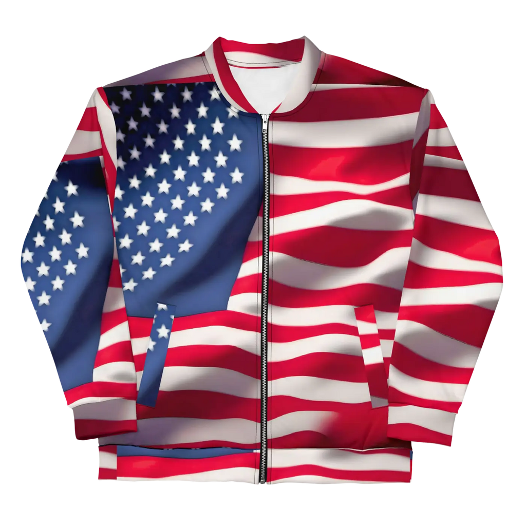 Unisex Bomber Jacket - American Flag Patriotic Style - DipaliZ