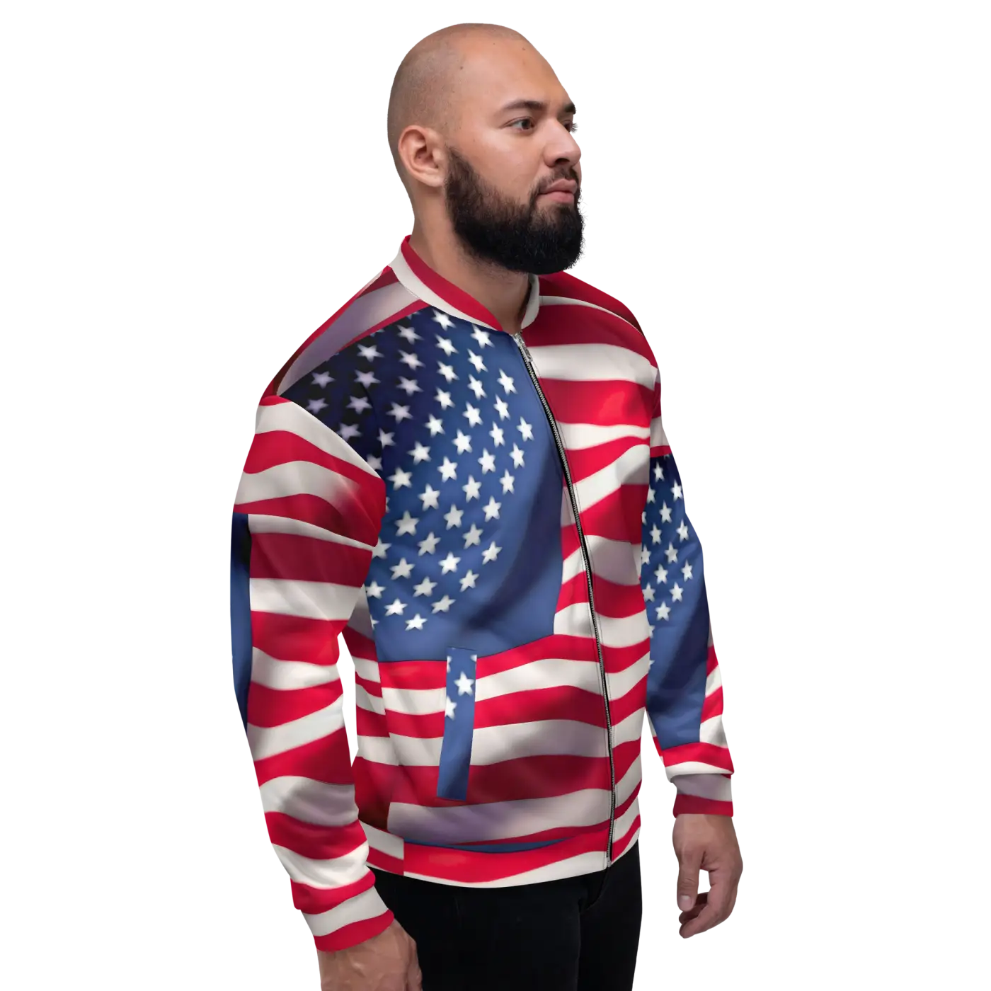 Unisex Bomber Jacket - American Flag Patriotic Style - DipaliZ