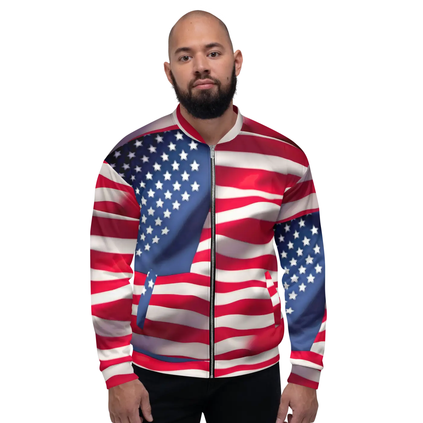 Unisex Bomber Jacket - American Flag Patriotic Style - DipaliZ
