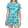 Aqua Blue Geometric Shirt Dress - Contemporary Style - DipaliZ