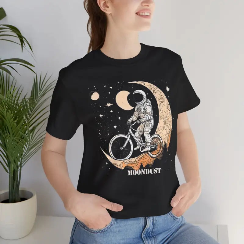 Unisex Jersey Short Sleeve Tee - Moon Astronaut Bicycle - DipaliZ