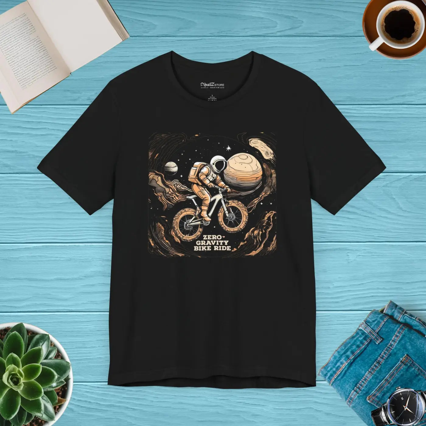 Astronaut Moon Bicycle Unisex Jersey Short Sleeve Tee - DipaliZ