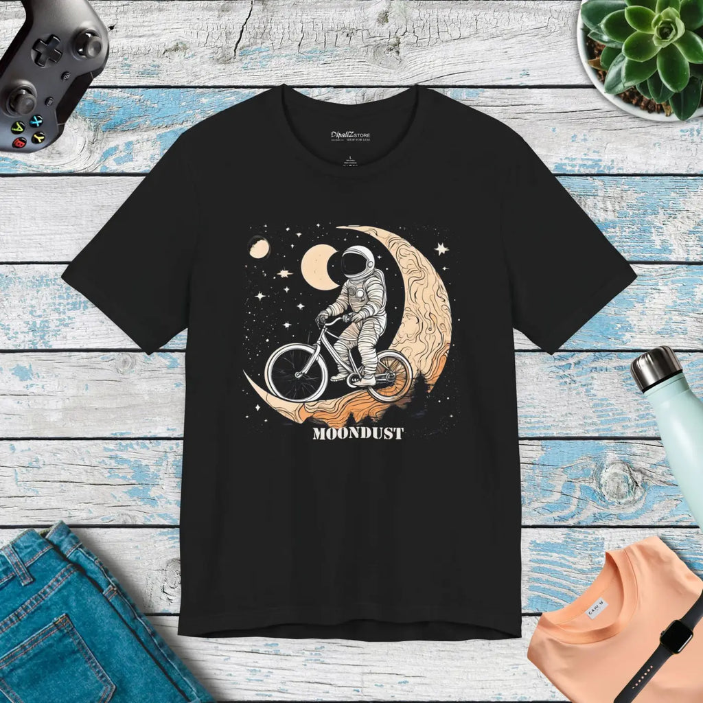 Unisex Jersey Short Sleeve Tee - Moon Astronaut Bike - DipaliZ