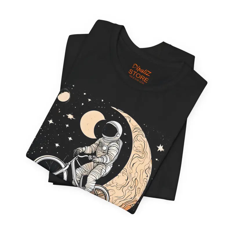 Unisex Jersey Short Sleeve Tee - Moon Astronaut Bicycle - DipaliZ