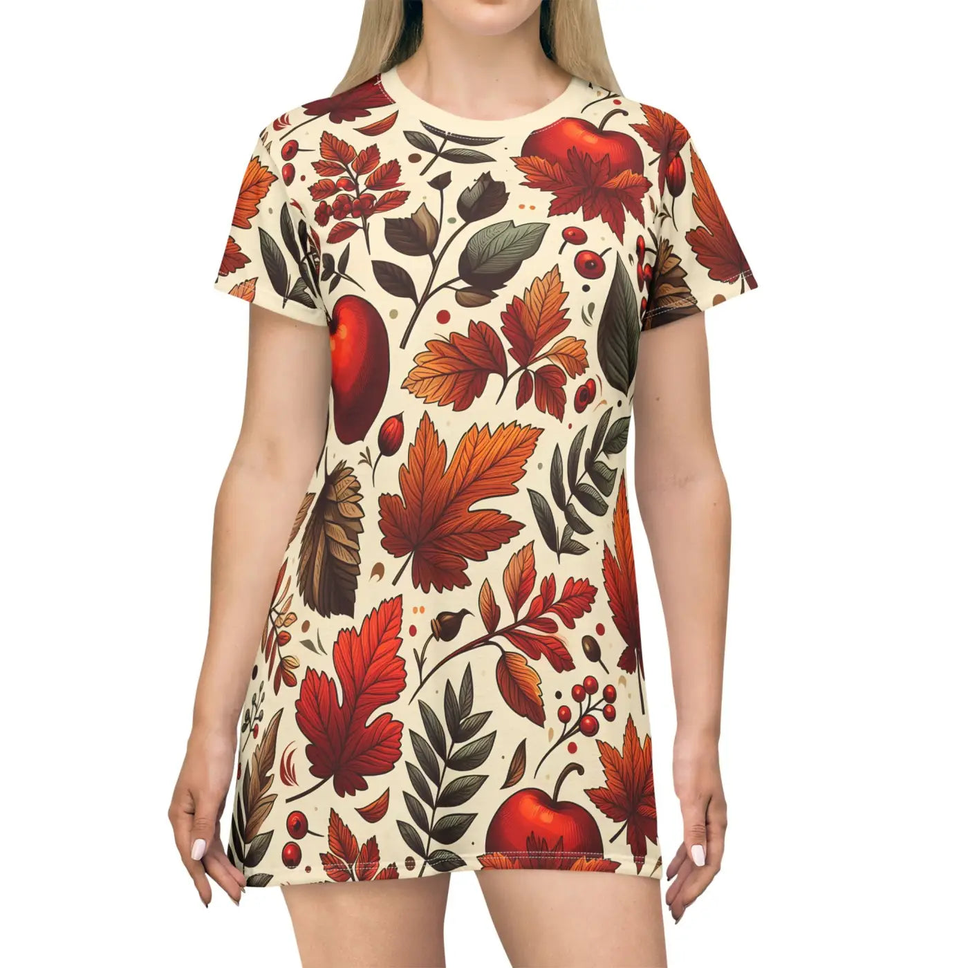 Autumn Foliage Shirt Dress - Fall Wardrobe Essential - DipaliZ