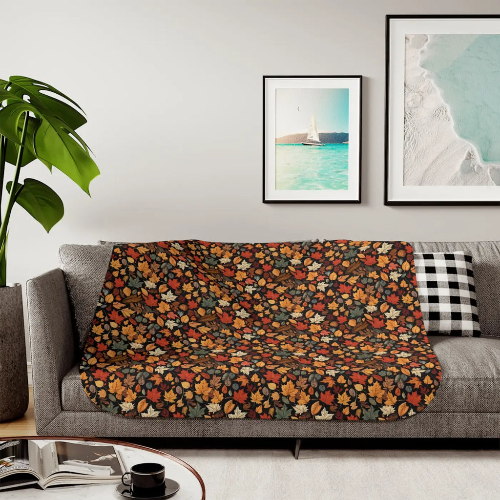 Sherpa Blanket - Autumn Foliage Print - DipaliZ