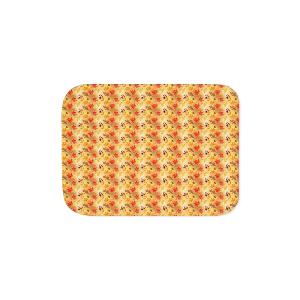 Sherpa Blanket - Autumn Leaves Yellow Print - DipaliZ