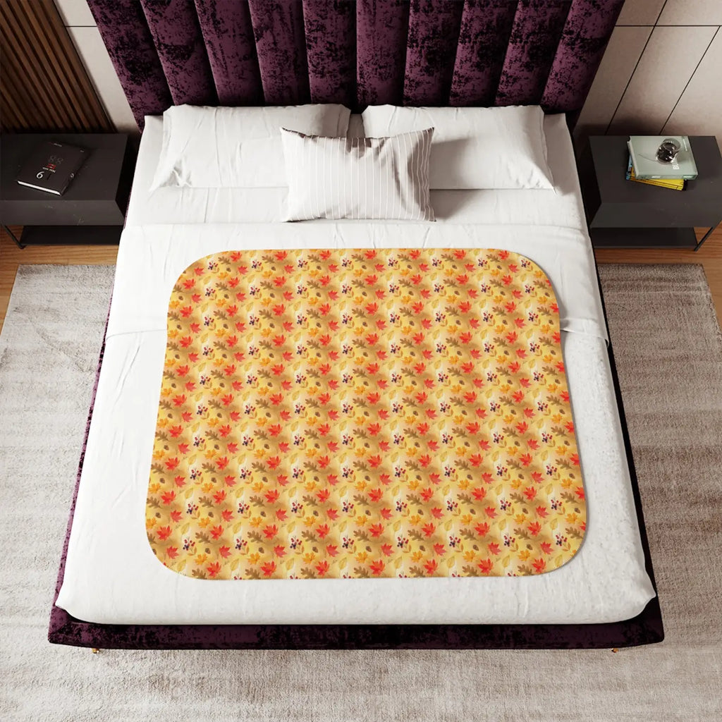 Sherpa Blanket - Autumn Leaves Yellow Print - DipaliZ