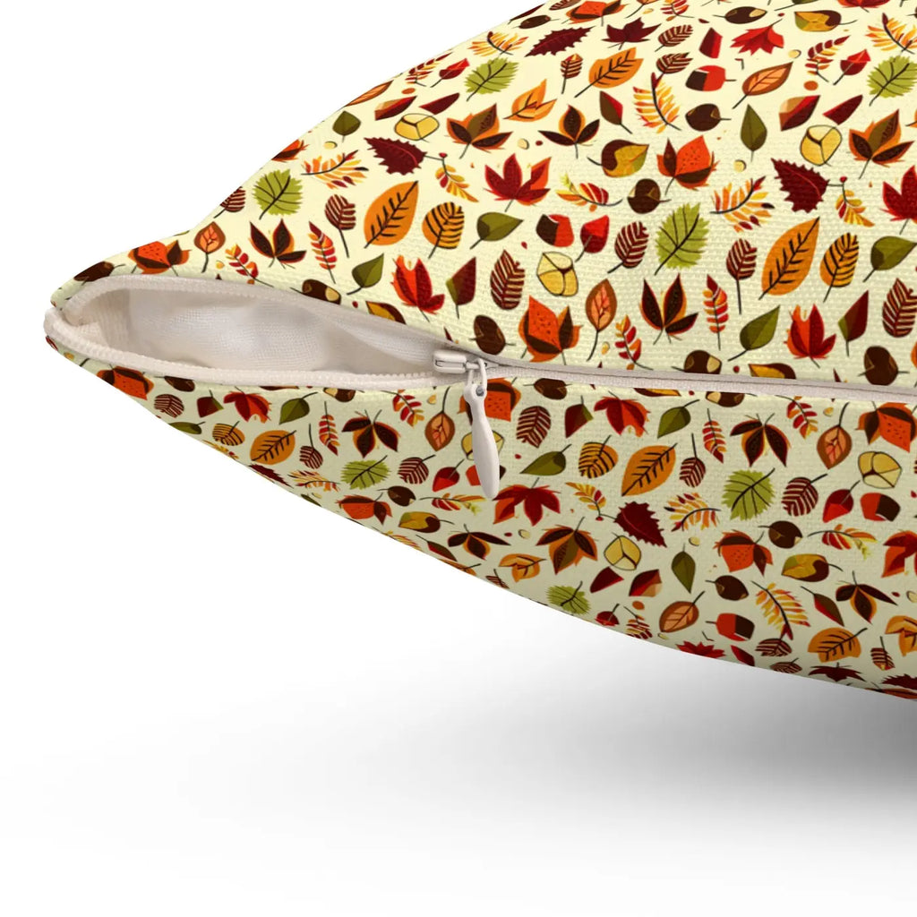 Autumn Leaves Pattern Polyester Square Pillow - Fall Decor - DipaliZ