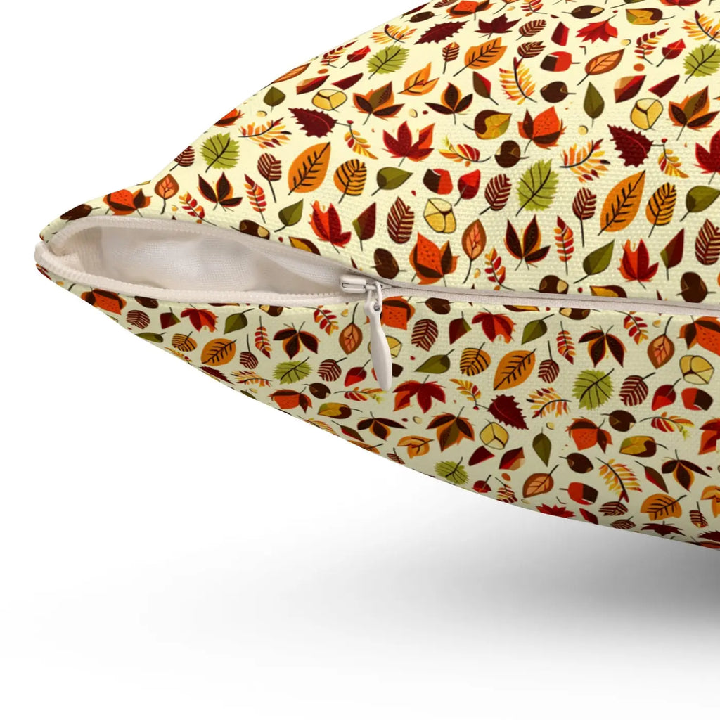 Autumn Leaves Pattern Polyester Square Pillow - Fall Decor - DipaliZ