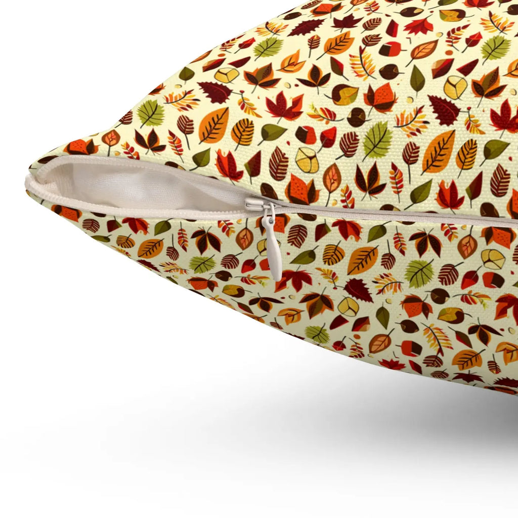 Autumn Leaves Pattern Polyester Square Pillow - Fall Decor - DipaliZ