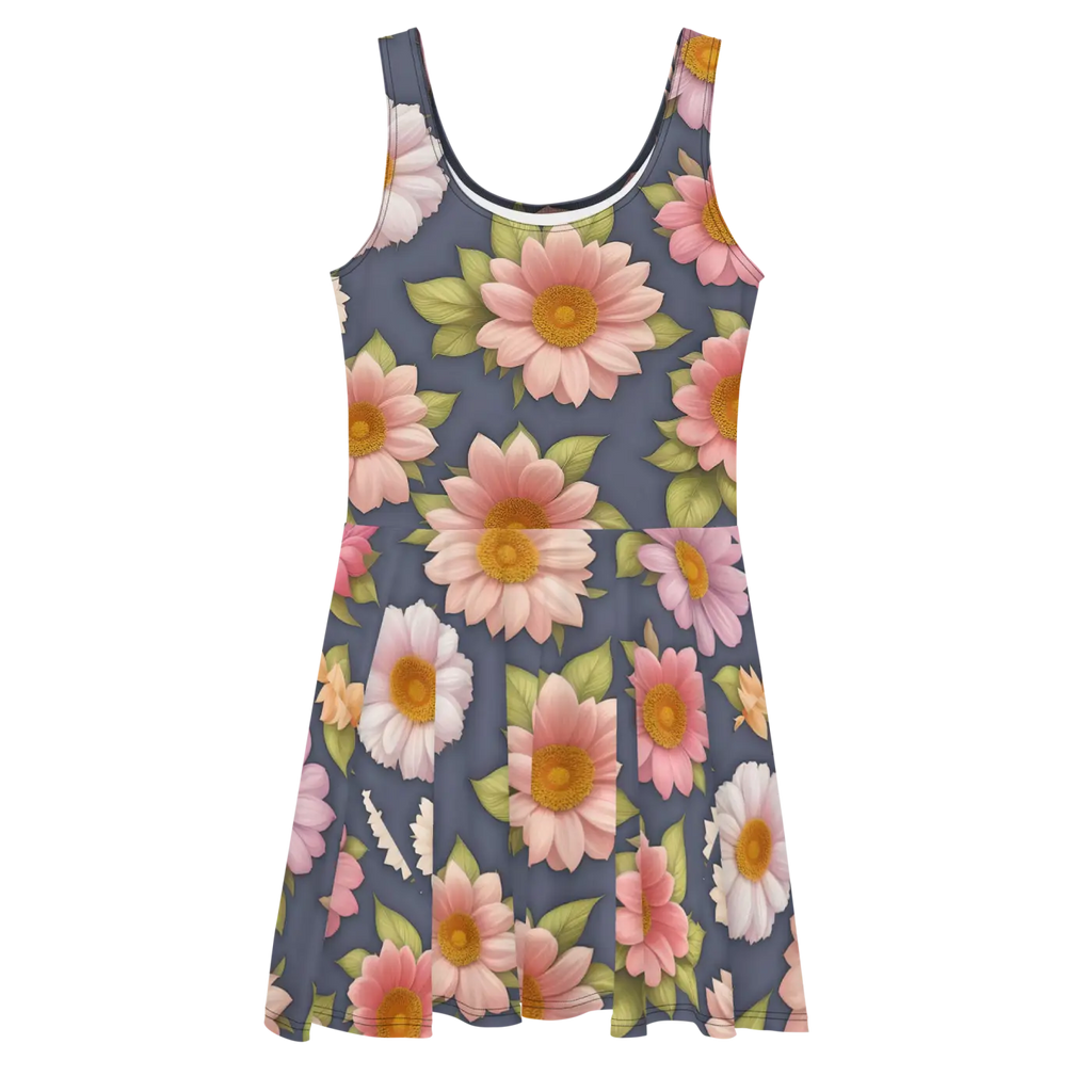 Floral Skater Dress - Polyester Feminine Style - DipaliZ