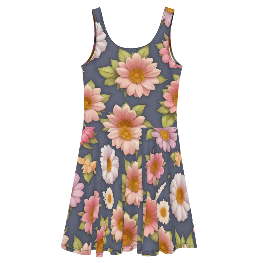 Floral Skater Dress - Polyester Feminine Style - DipaliZ