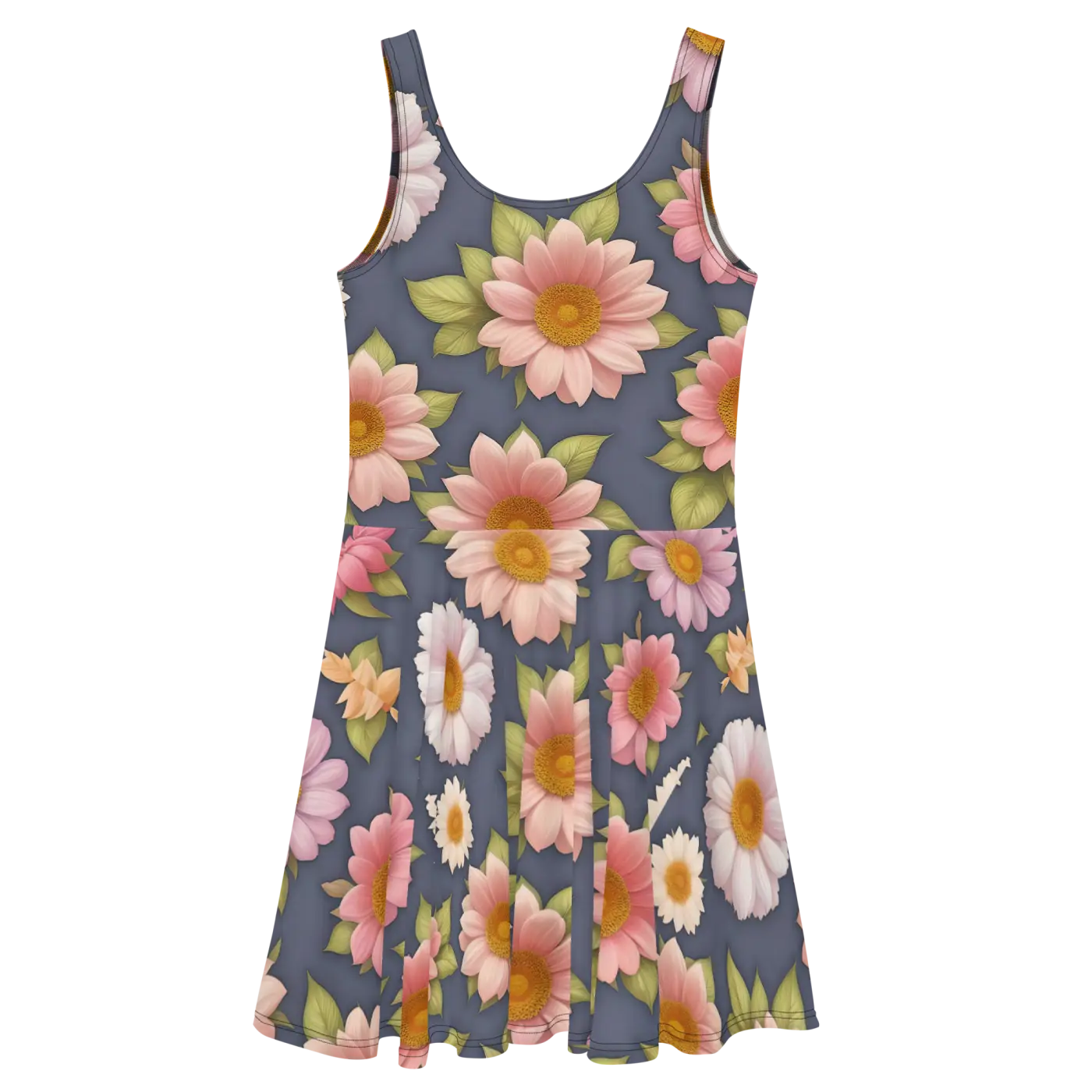 Floral Skater Dress - Polyester Feminine Style - DipaliZ
