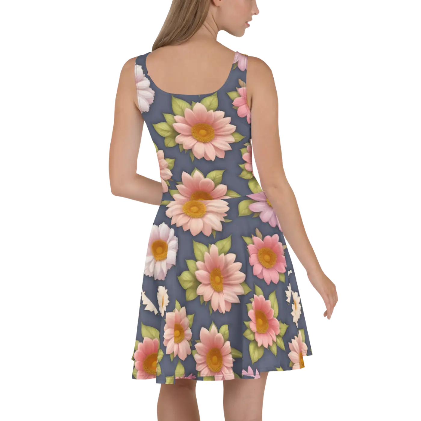 Floral Skater Dress - Polyester Feminine Style - DipaliZ