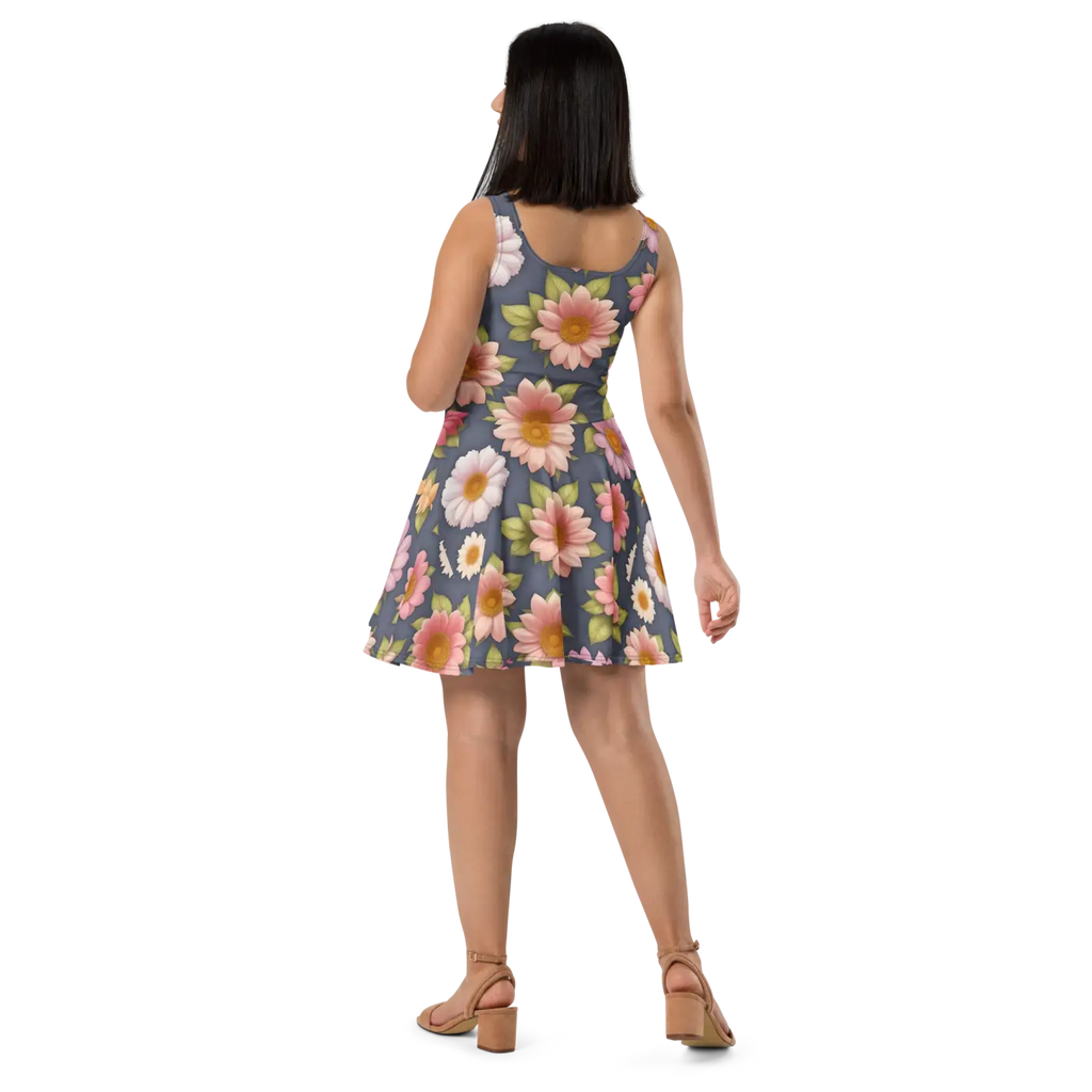 Floral Skater Dress - Polyester Feminine Style - DipaliZ