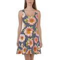 Floral Skater Dress - Polyester Feminine Style - DipaliZ