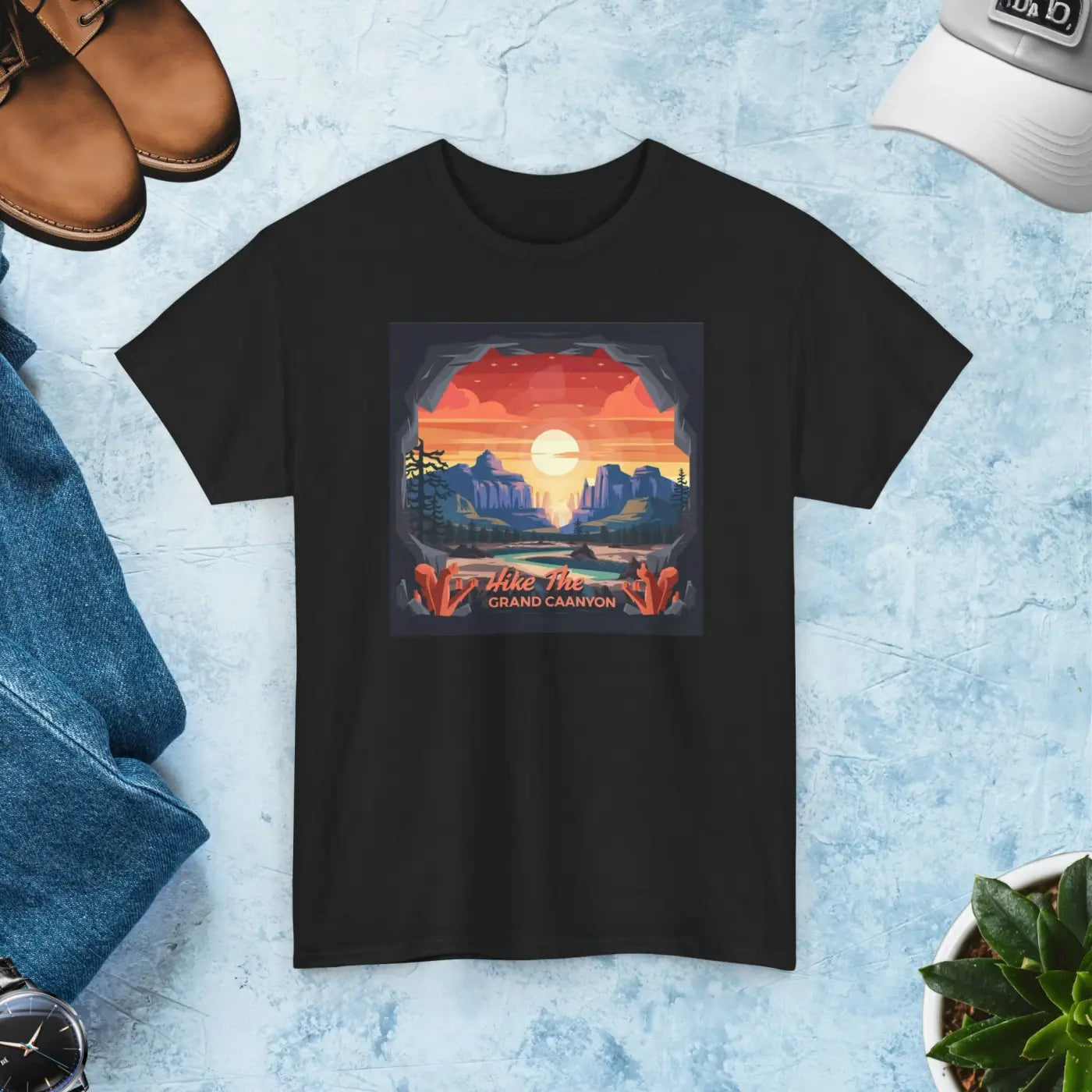 Unisex Deluxe T Shirt - Grand Canyon Landscape Heavy Cotton - DipaliZ