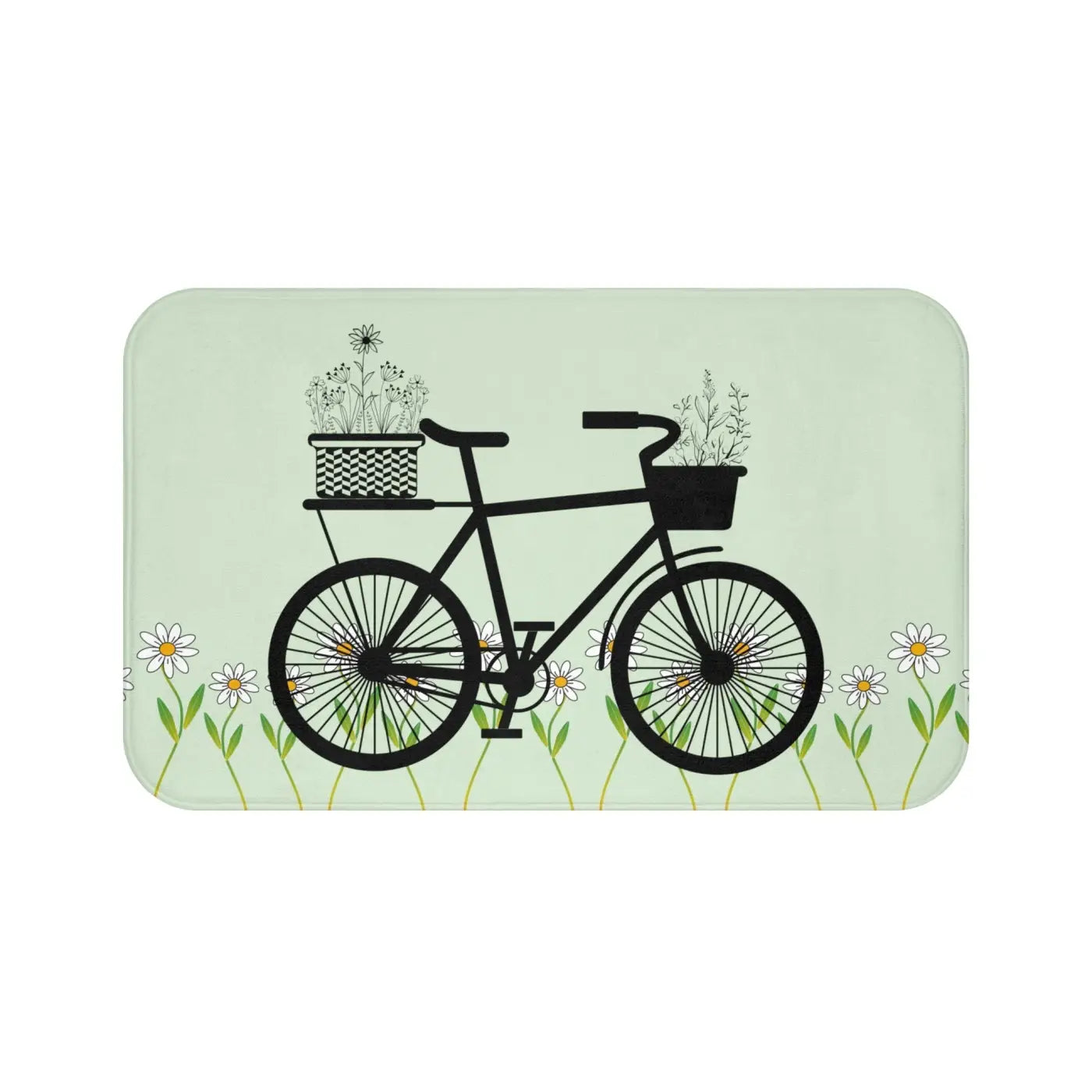 White Daisy Bath Mat - Fresh Floral Bathroom Comfort - DipaliZ