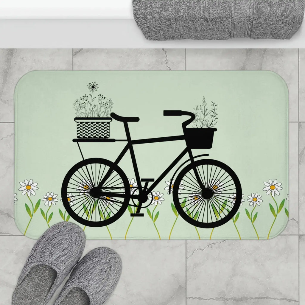 White Daisy Bath Mat - Fresh Floral Bathroom Comfort - DipaliZ