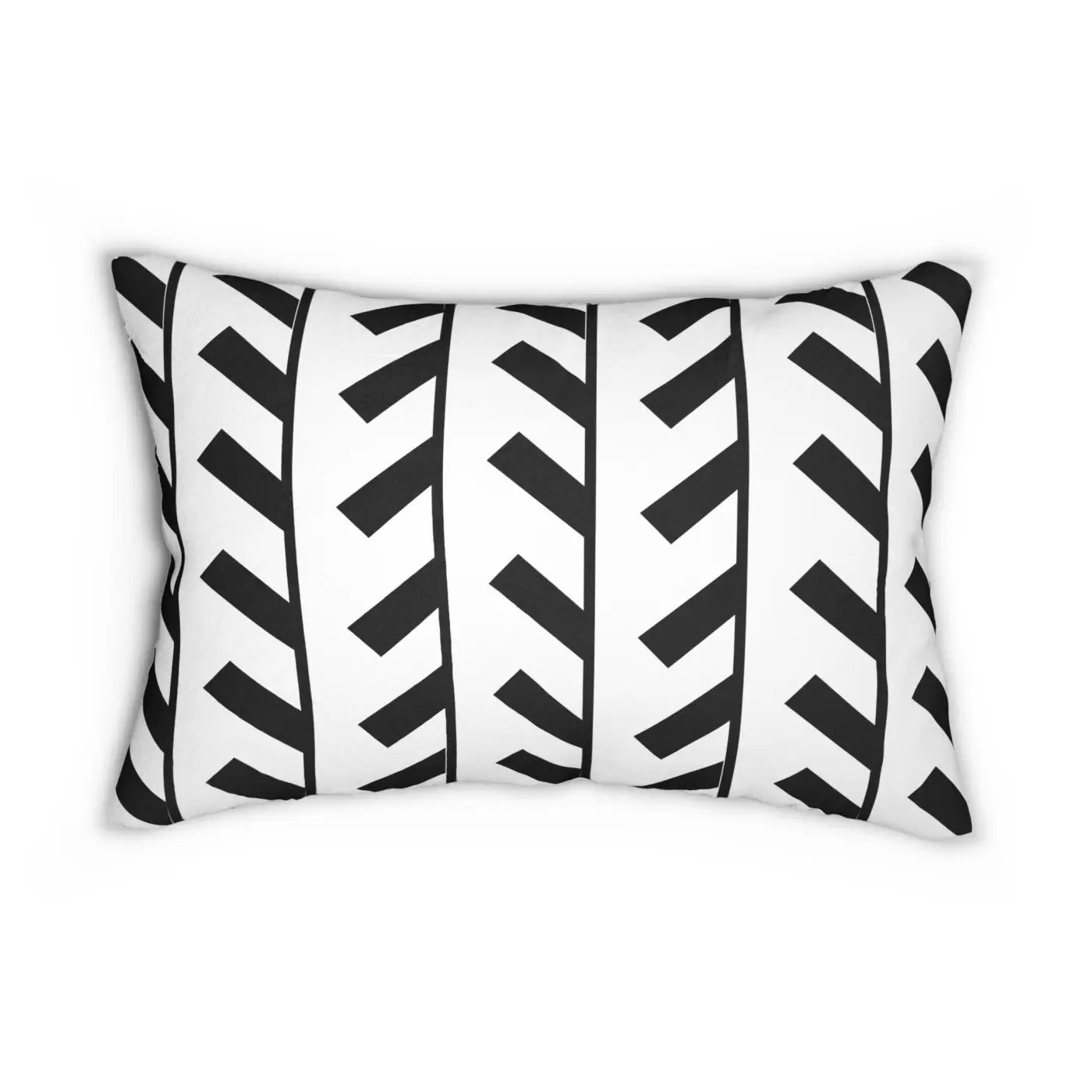 Bold Black Abstract Spun Polyester Lumbar Pillow - DipaliZ