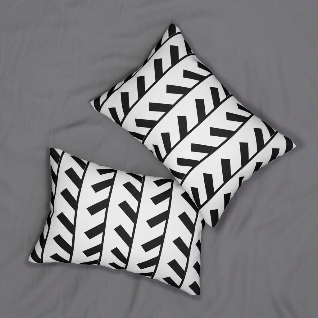 Bold Black Abstract Spun Polyester Lumbar Pillow - DipaliZ