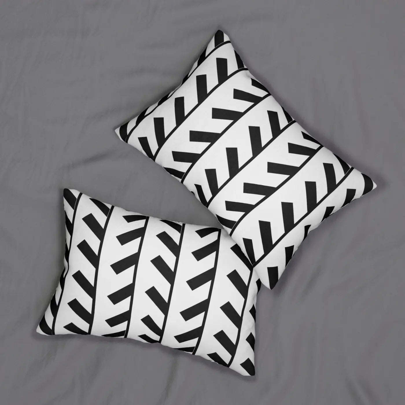 Bold Black Abstract Spun Polyester Lumbar Pillow - DipaliZ