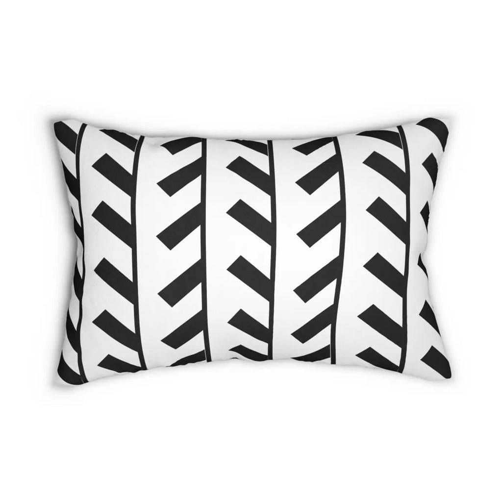 Bold Black Abstract Spun Polyester Lumbar Pillow - DipaliZ